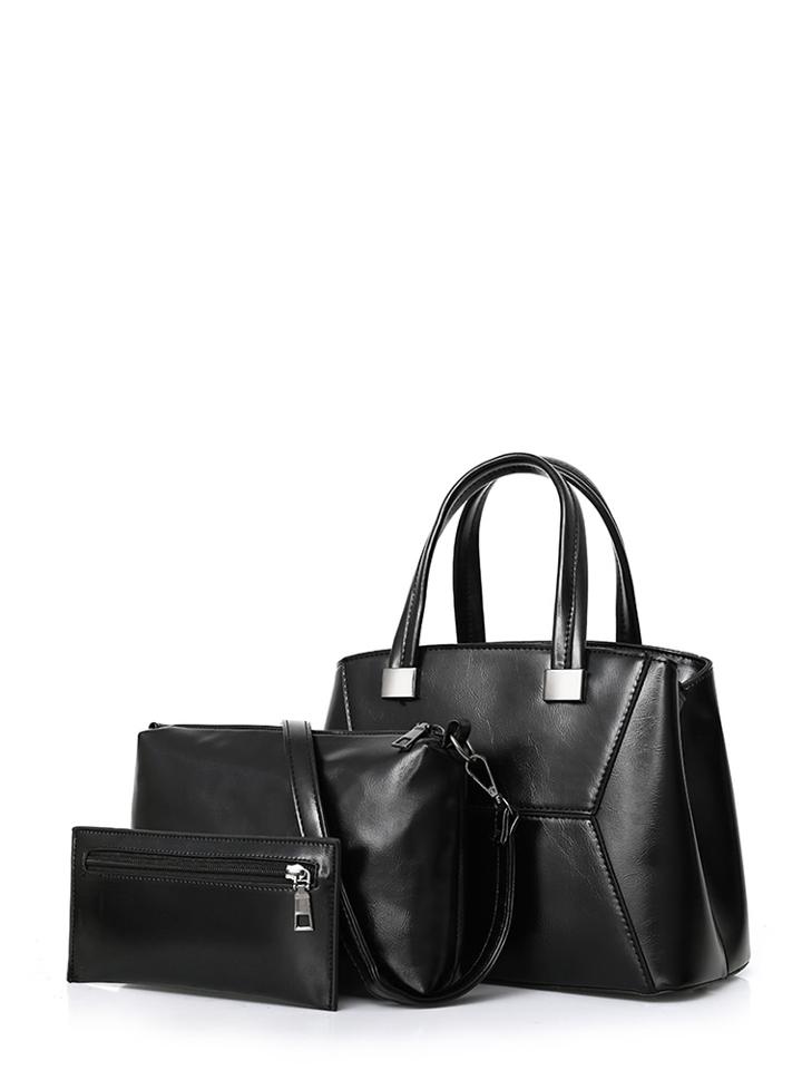 Shein Seam Detail Grab Bag With Wallet 3pcs