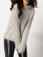 Shein Grey Mock Neck Mohair Loose Sweater