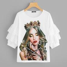 Shein Layered Lace Trim Beaded Detail Figure Tee