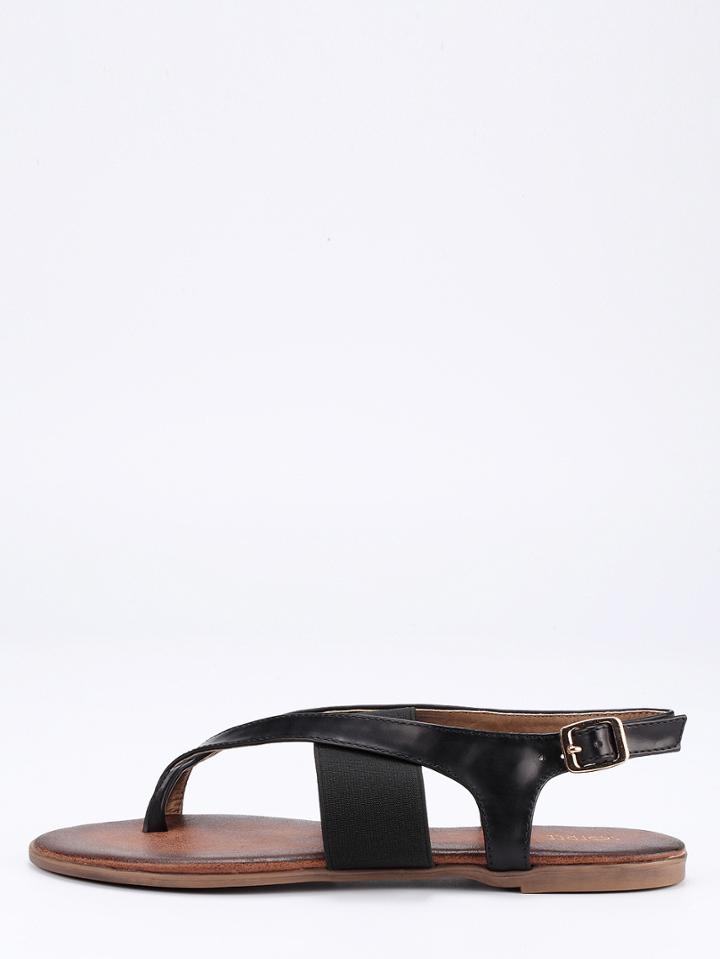 Shein Black Flip Cross Flat Sandals