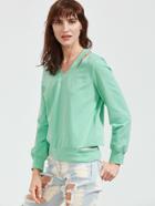 Shein Green Asymmetric Cutout V Neck Sweatshirt