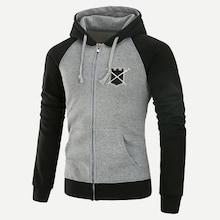 Shein Men Patched Cut And Sew Hooded Sweatshirt