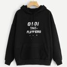 Shein Plus Letter Print Drawstring Hoodie