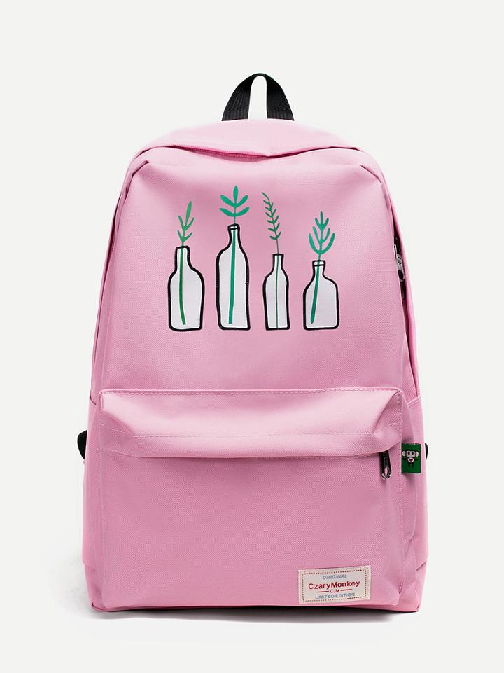 Shein Bottle Print Satchel Backpack