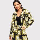 Shein Scarf Print Single Breasted Jacket