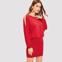Shein Split Sleeve Solid Bodycon Dress