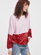Shein Color Block Splicing Velvet Drop Shoulder Sweatshirt