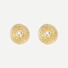 Shein Faux Pearl Engraved Round Stud Earrings