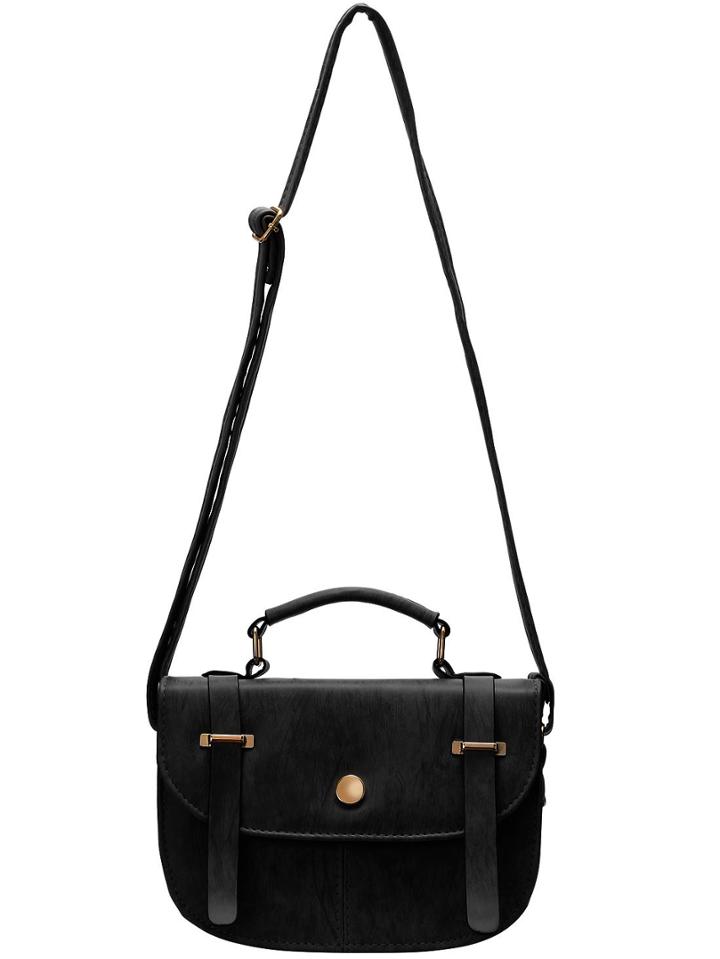 Shein Black Magnetic Pu Satchel Bag
