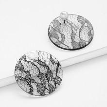 Shein Lace Pattern Round Stud Earrings
