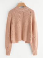Shein Geo Pattern Overlap Back Eyelet Jumper