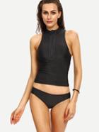 Shein Zip Front Racerback Tankini Set