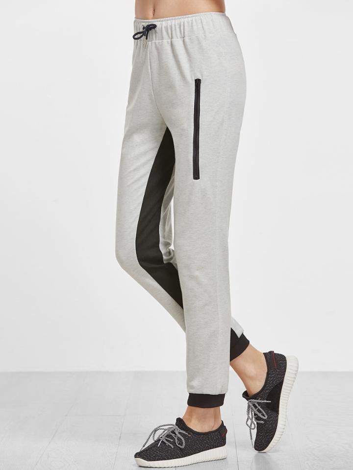 Shein Contrast Panel Drawstring Sweatpants