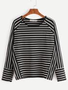 Shein Black Striped Raglan Sleeve Cocoon Sweatshirt
