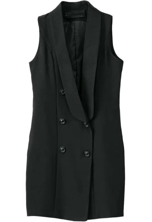 Shein Black Formaldresses Sleeveless Double Breasted Dress