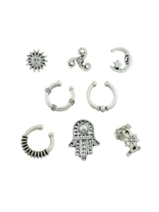 Shein At-silver Boho Chic Circle Ear Cuff Cartilage Women Clip Earrings