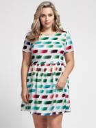 Shein Plus Size Multicolor Brush Stroke Print Dress