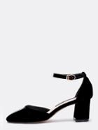 Shein Black Suede Patent Ankle Strap D'orsay Pumps