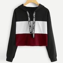 Shein Plus Cut And Sew Panel Drawstring Hoodie