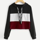 Shein Plus Cut And Sew Panel Drawstring Hoodie