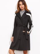 Shein Contrast Panel Hidden Button Belted Trench Coat