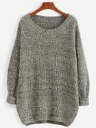 Shein Olive Green Marled Knit Cocoon Sweater