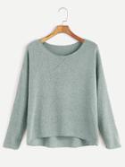 Shein Pale Green Drop Shoulder Dip Hem T-shirt