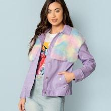 Shein Colorful Faux Fur Button Up Coat