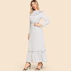 Shein Ruffle Hem Dot Print Longline Dress