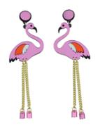 Shein Purple Color Acrylic Flamingo Shape Statement Earrings