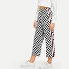 Shein Striped Side Checkered Crop Pants