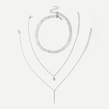 Shein Bar & Geometric Chain Choker Set 3pcs