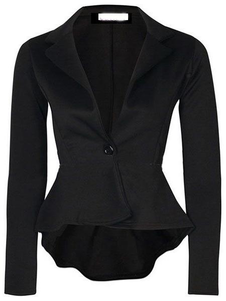 Shein Black Lapel Peplum Hem Blazer