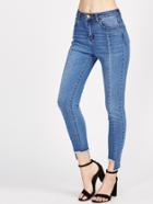 Shein Staggered Hem Paneled Jeans