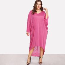Shein Plus Ladder Cut Out Back Dip Hem Cocoon Dress