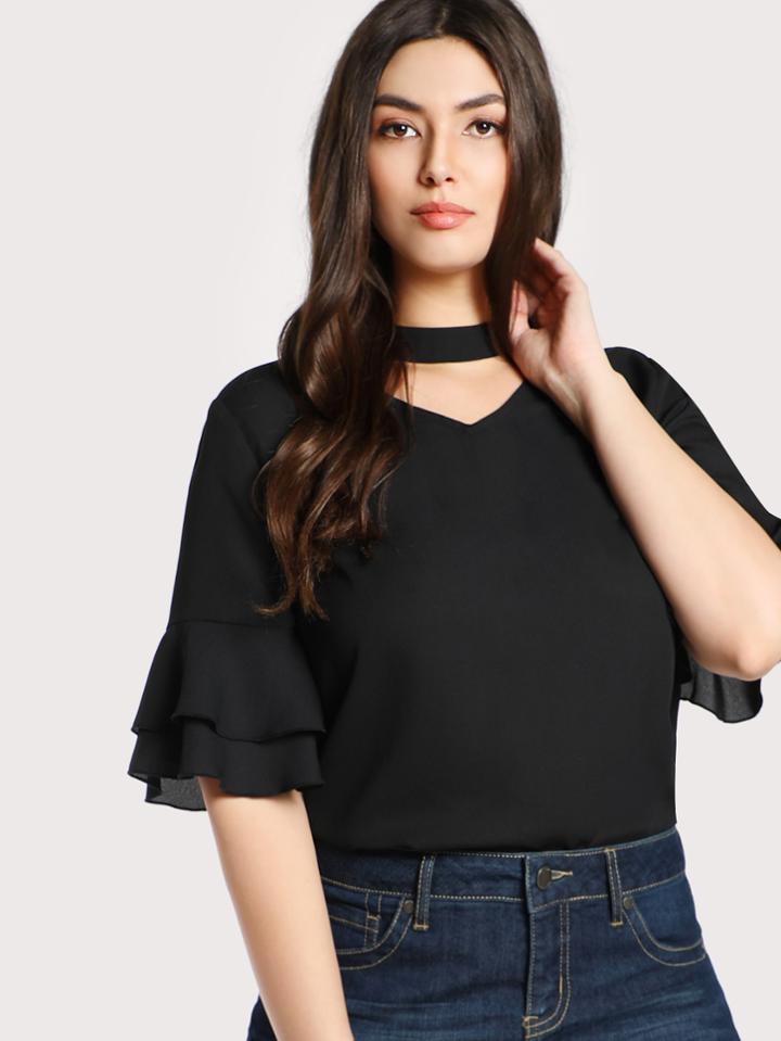 Shein Choker Neck Layered Sleeve Top