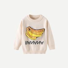 Shein Toddler Girls Banana Patched Letter Print Sweater