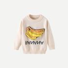 Shein Toddler Girls Banana Patched Letter Print Sweater