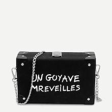 Shein Letter Print Structured Crossbody Bag