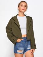 Shein Drop Shoulder Crop Hoodie Jacket