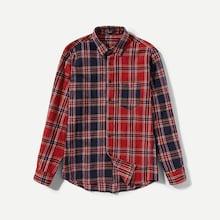 Shein Men Pocket Patched Plaid Shirt