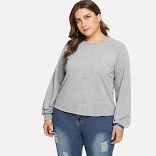 Shein Plus Raglan Sleeve Marled Sweatshirt