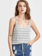 Shein Grey Striped Double Strap Ribbed Knit Cami Top