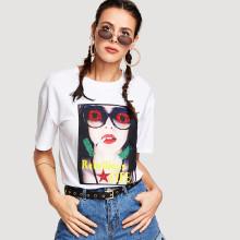 Shein Figure Patch Detail  Tee