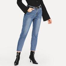 Shein Raw Hem Faded Jeans
