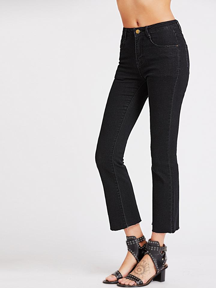 Shein Raw Hem Crop Flare Jeans