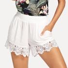 Shein Elastic Waist Lace Trim Shorts