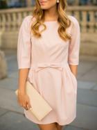 Shein Pink Bow Half Sleeve Dress