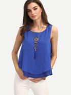 Shein Blue Split Back Tank Top