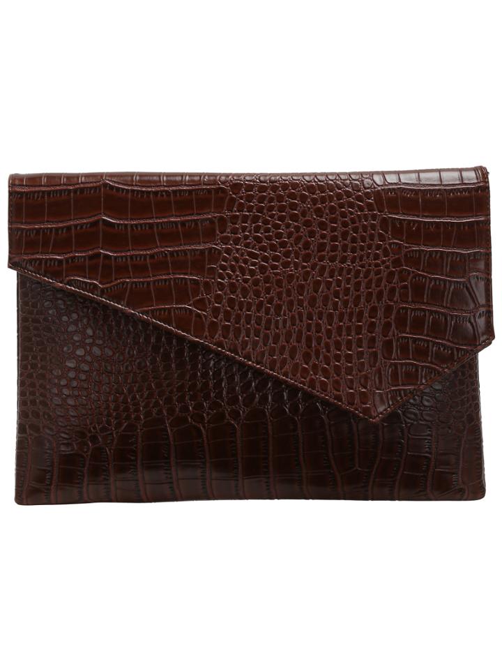 Shein Crocodile Pu Adjustable Strap Asymmetrical Envelope Bag